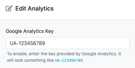 Webtricity's Google Analytics integration settings screenshot
